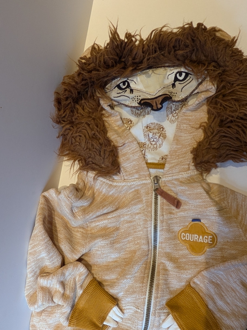 OshKosh B'gosh Lion Hooded Zip Jacket in Tan and Brown